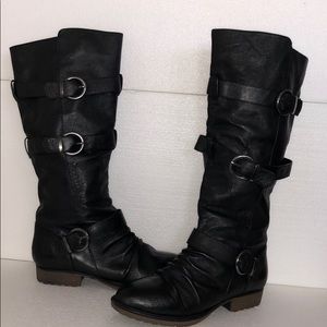 Black leather Steve Madden boots. New.
